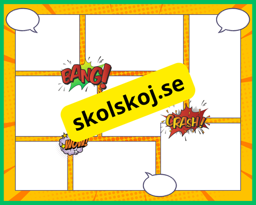 Färgglada och illustrativa serierutor med i superhjältarnas värld.
