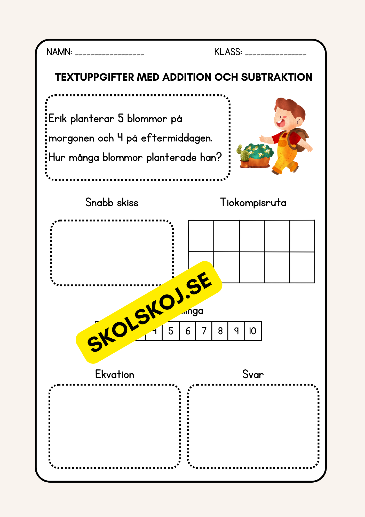 Textuppgifter med addition och subtraktion - Årskurs 2 - 3