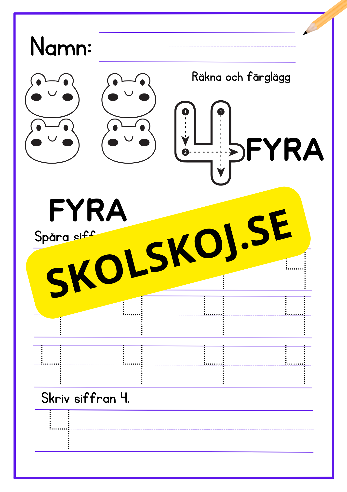 Skriv och färglägg siffror - Häfte - 1 - 10