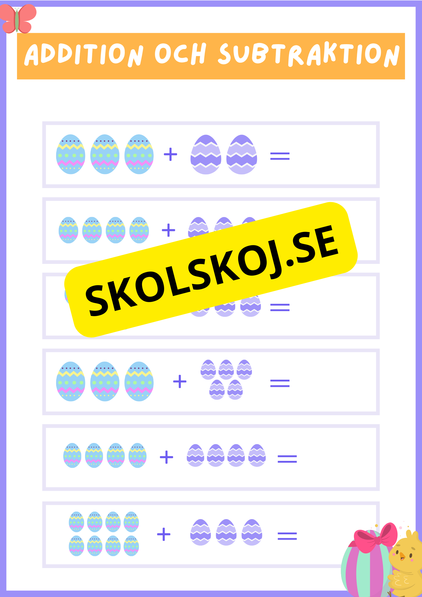 Addition och subtraktion - Tema påsk