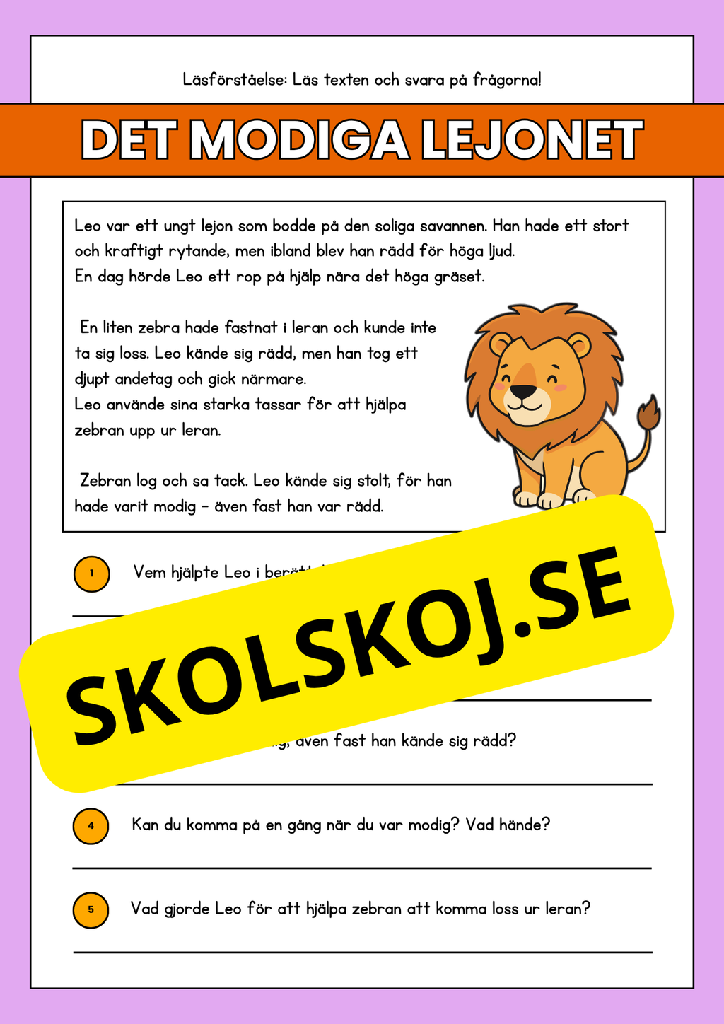 Läsförståelse - Djur- 14 texter