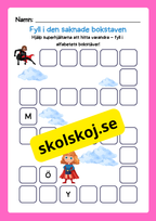 Fyll i alfabetets bokstäver