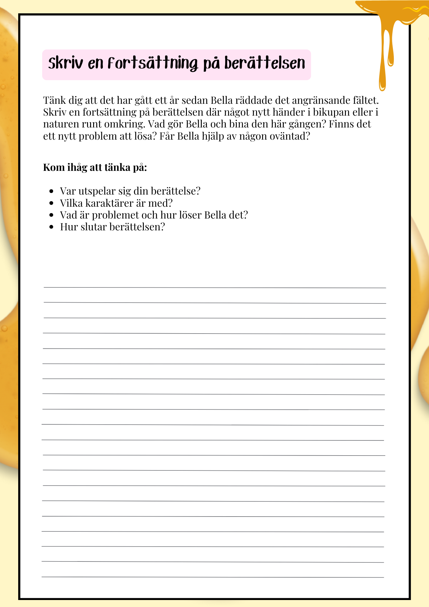 Bella räddar dagen - Läsförståelse - Åk 3 - 6