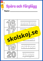 Spåra och färglägg - Siffror och tal - Häfte