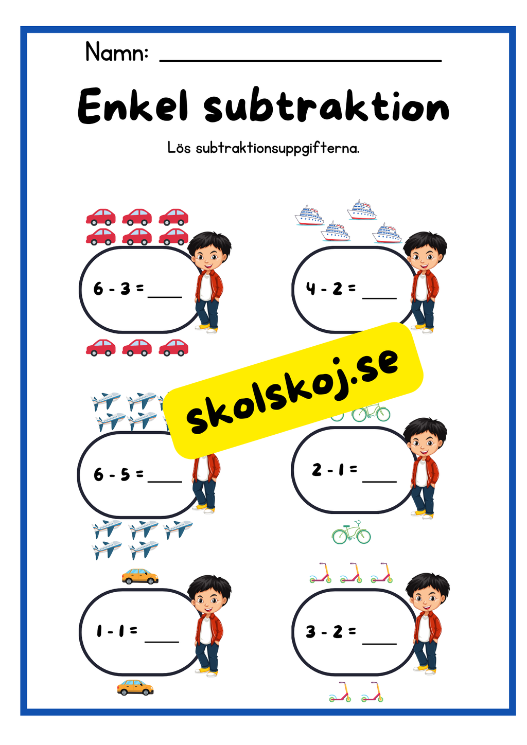 Enkel subtraktion - Förskoleklass - Årskurs 1
