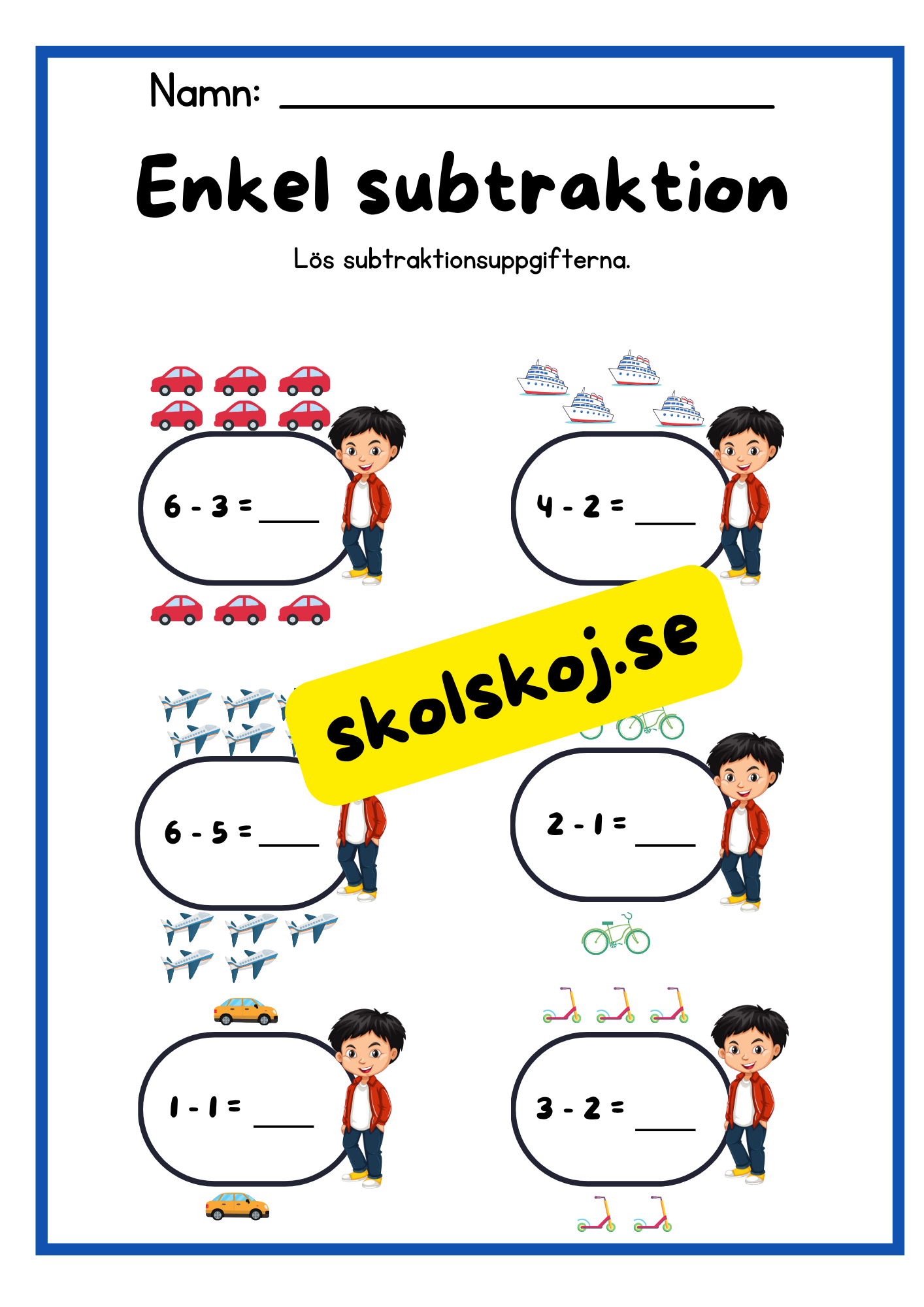 Enkel subtraktion - Förskoleklass - Årskurs 1