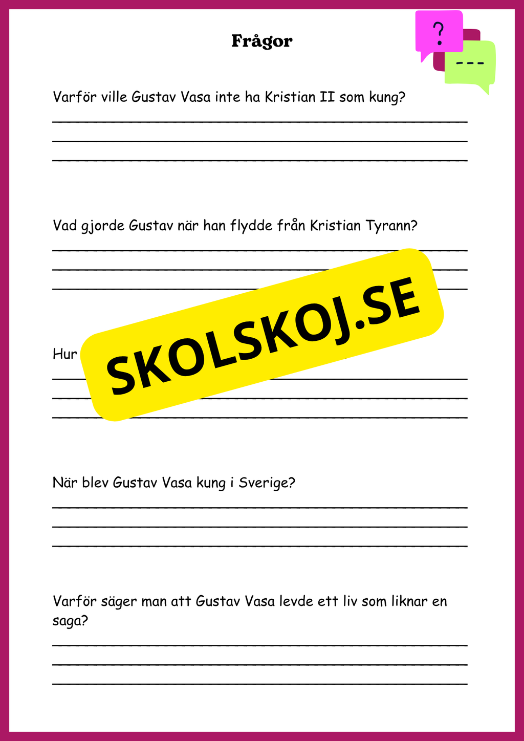 Vasatiden - Kungar, krig och vardagsliv - Årskurs 4 - 6