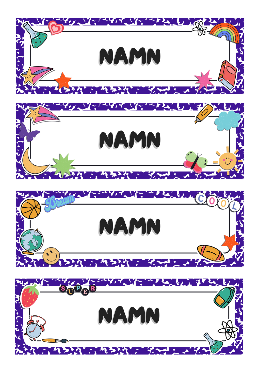 Häfte - Namnlappar - Redigerbara Powerpoint