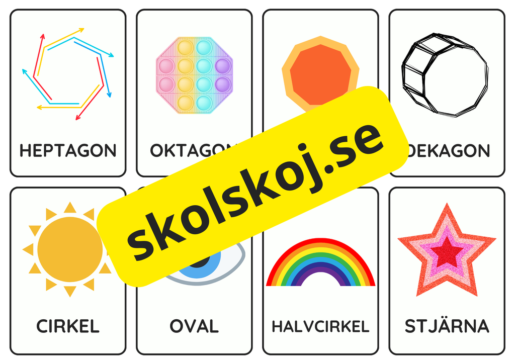 Finns i sjön – Geometriska former (32 kort)