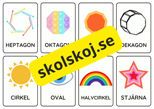 Finns i sjön – Geometriska former (32 kort)