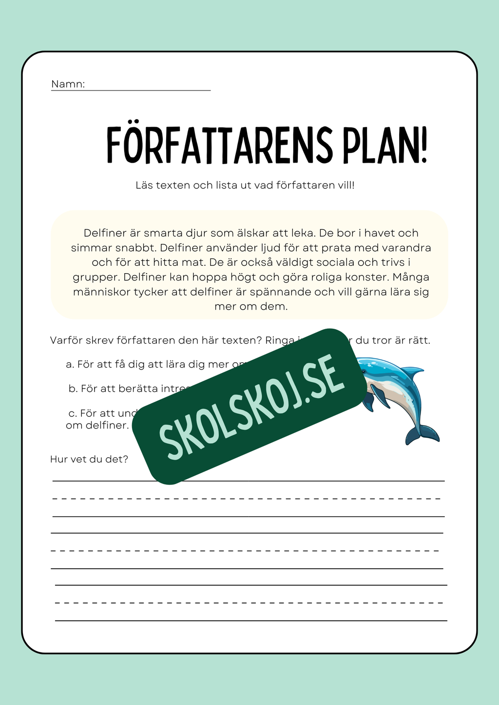 Författarens plan - Häfte