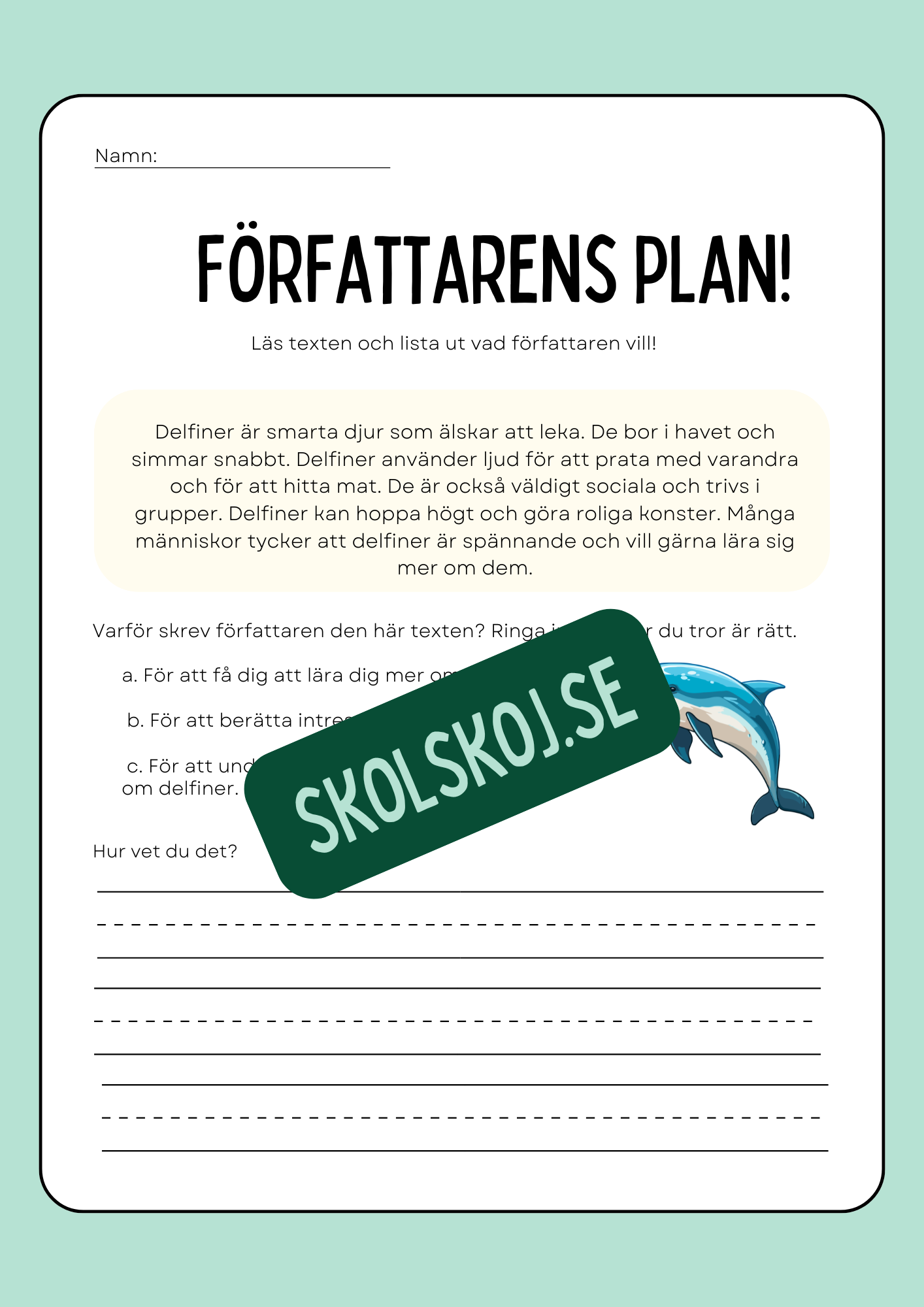 Författarens plan - Häfte