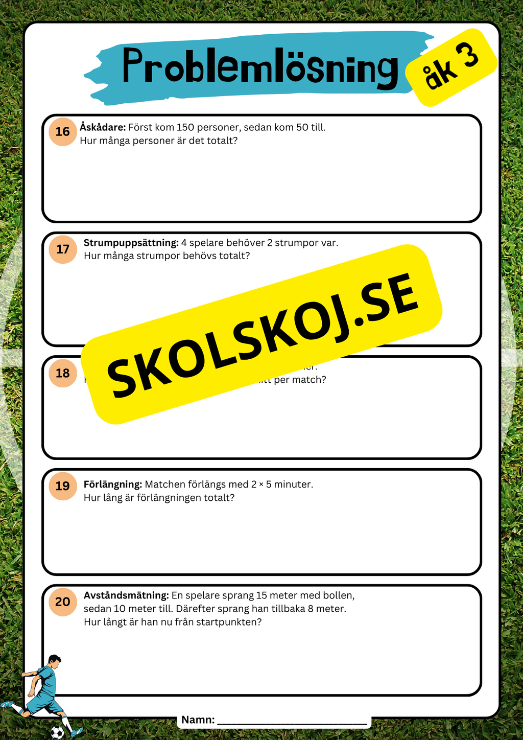 Fotbollsmatte - Problemlösning - Årskurs 3