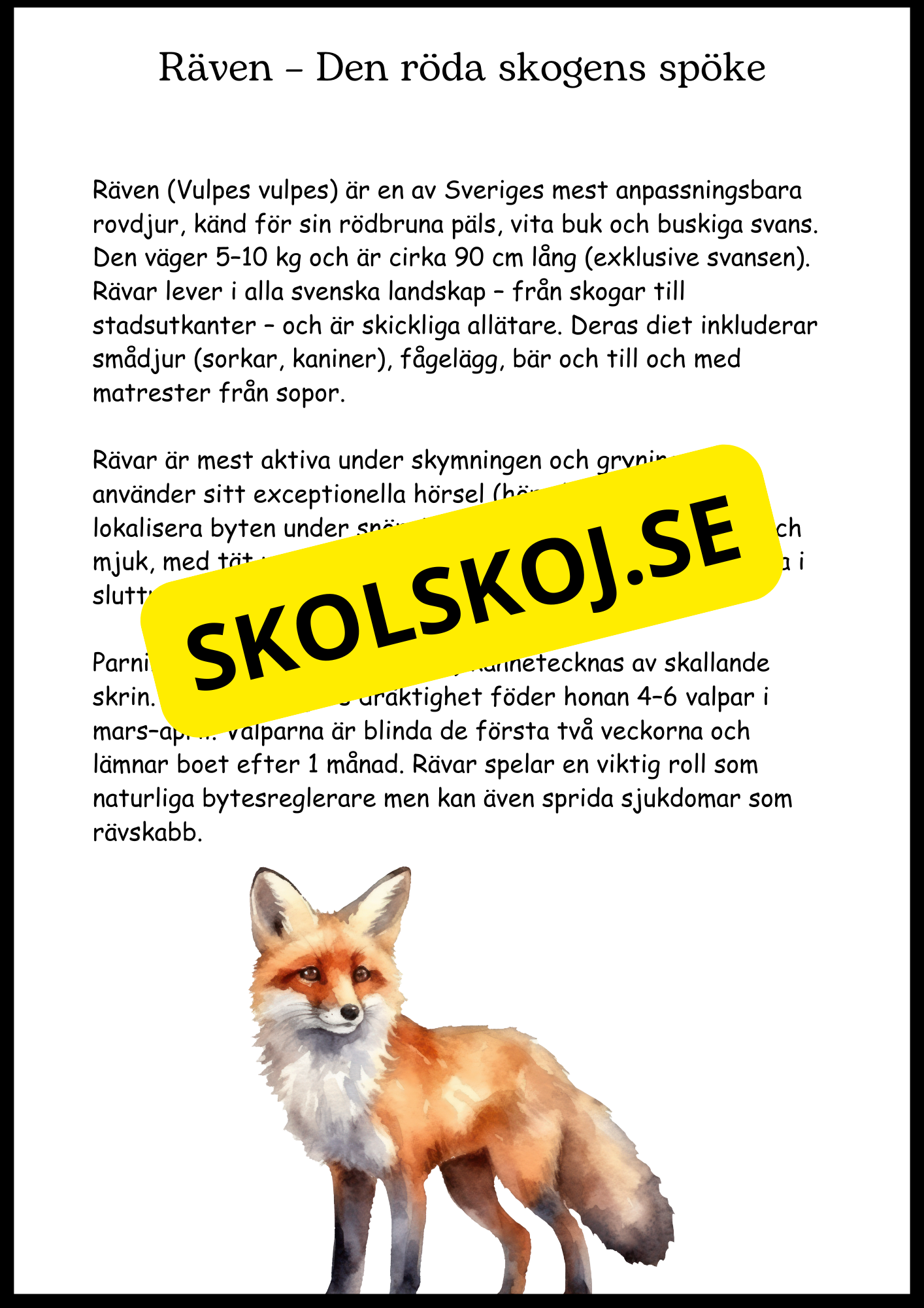 Sveriges landskapsdjur - Häfte - Årskurs 4 - 6 (17 sidor)