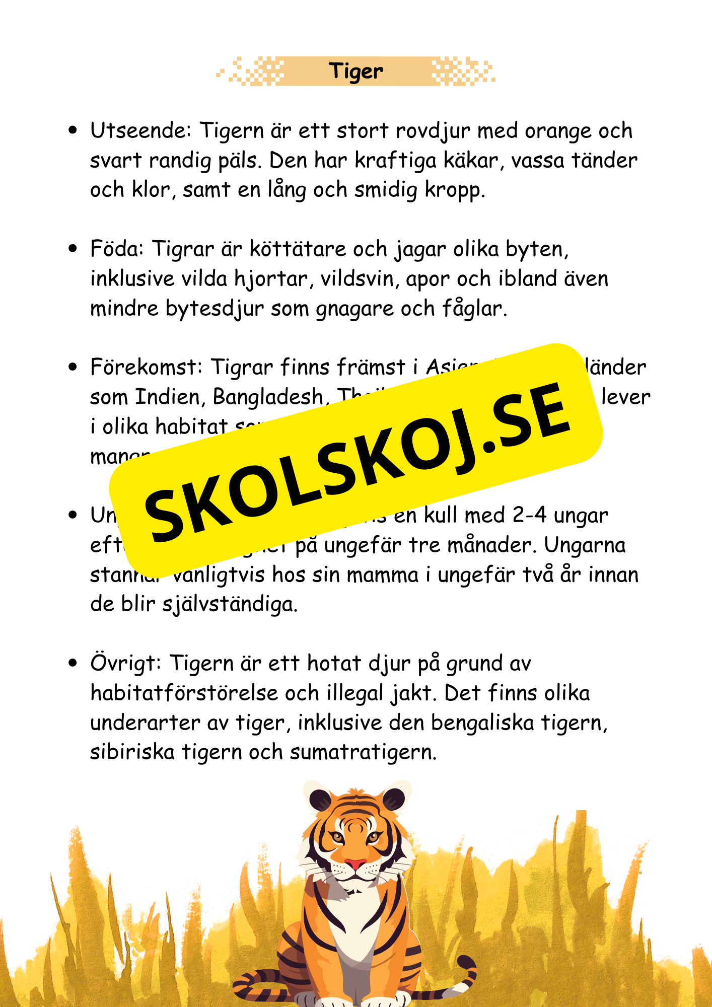 Faktatexter om 17 vilda djur + vikböcker (34 sidor)