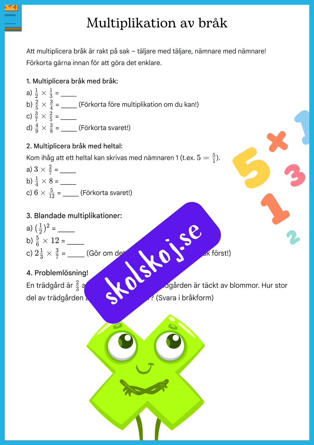 Räkna smidigt - Övningar i bråk och potenser - Årskurs 7 - 9