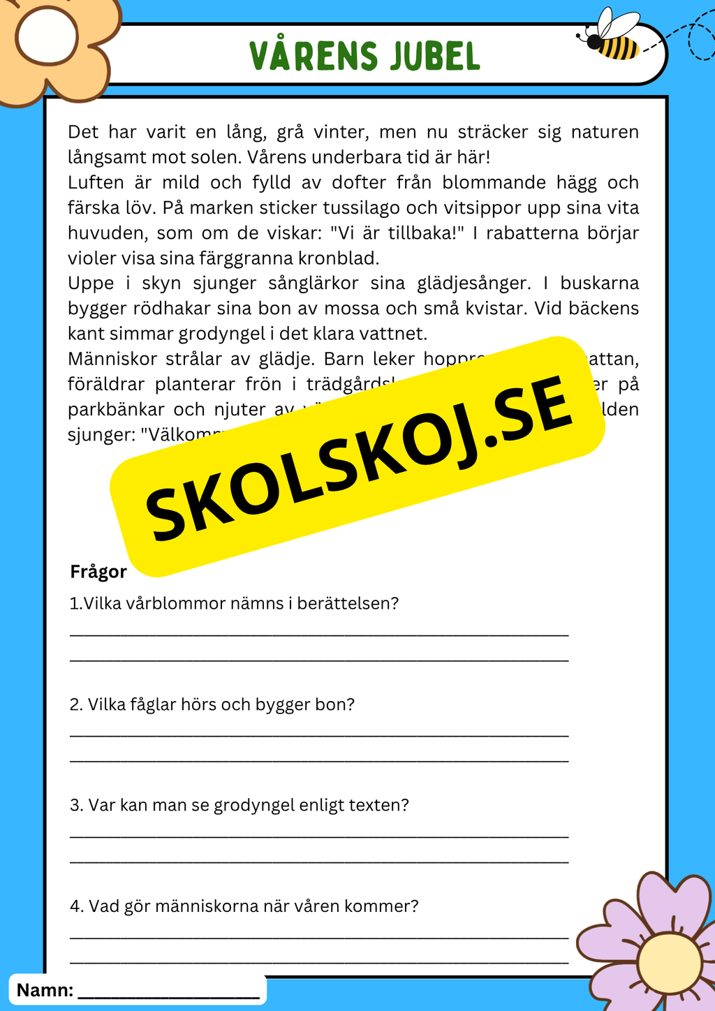 Vårens 10 hemliga världar – Läsförståelse och naturupptäckter - Åk 3 - 6