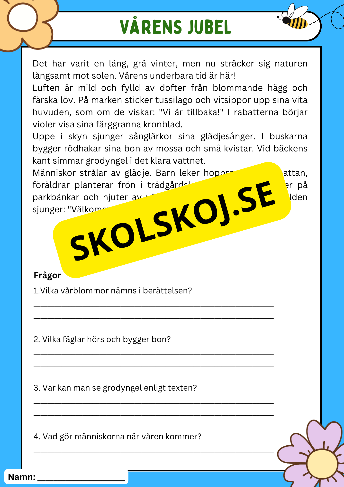 Vårens 10 hemliga världar – Läsförståelse och naturupptäckter - Åk 3 - 6