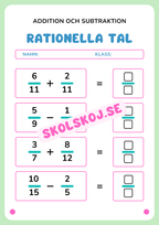Rationella tal - Addition och subtraktion