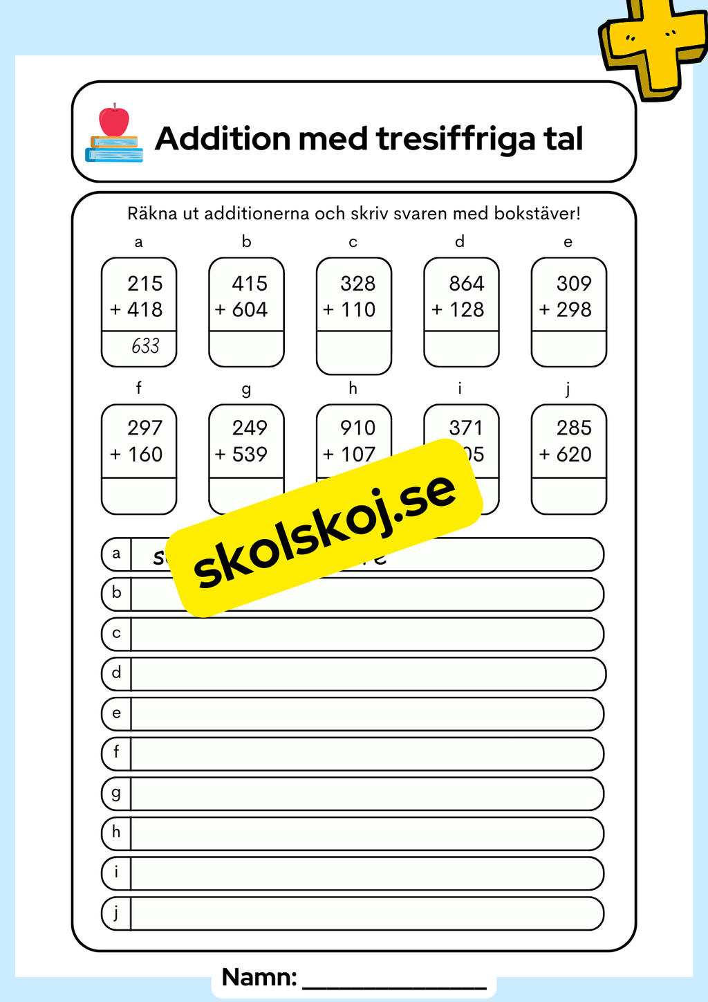 Addition och subtraktion med tresiffriga tal