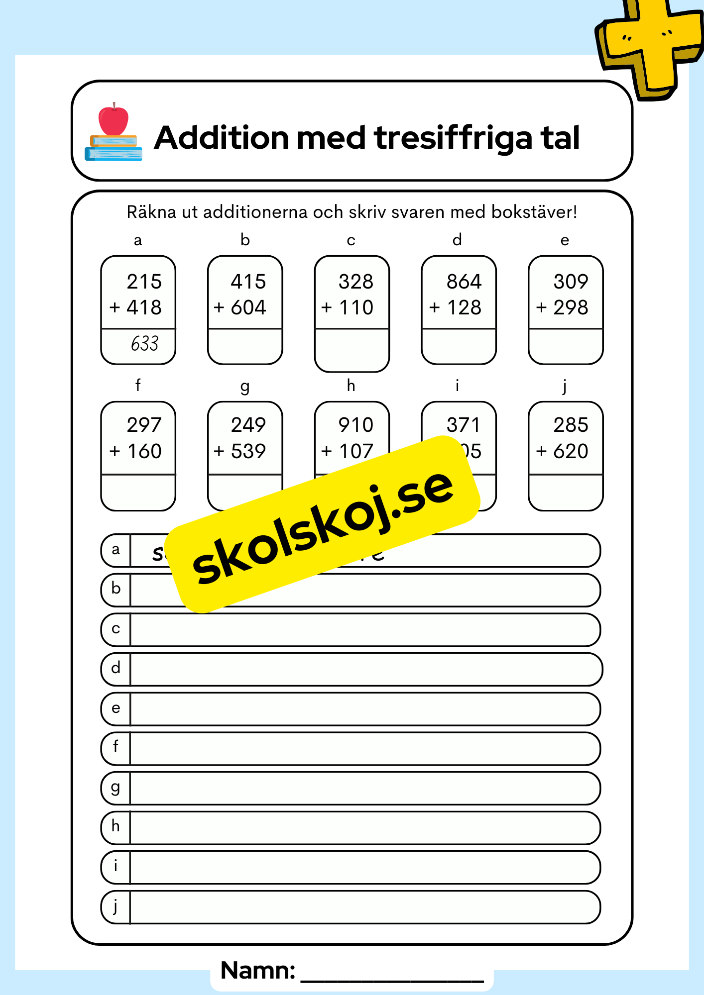 Addition och subtraktion med tresiffriga tal