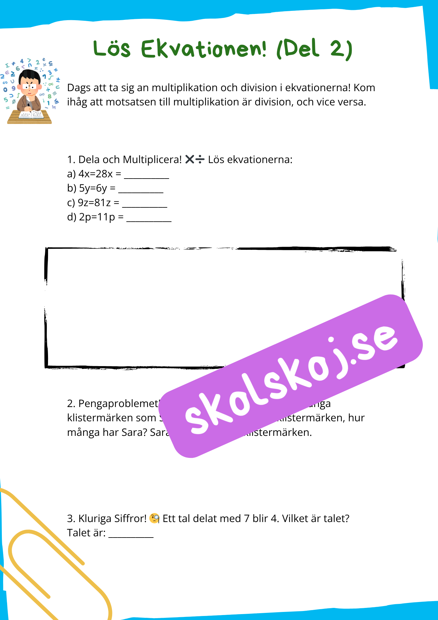 Algebraövningar - Årskurs 7 - 9