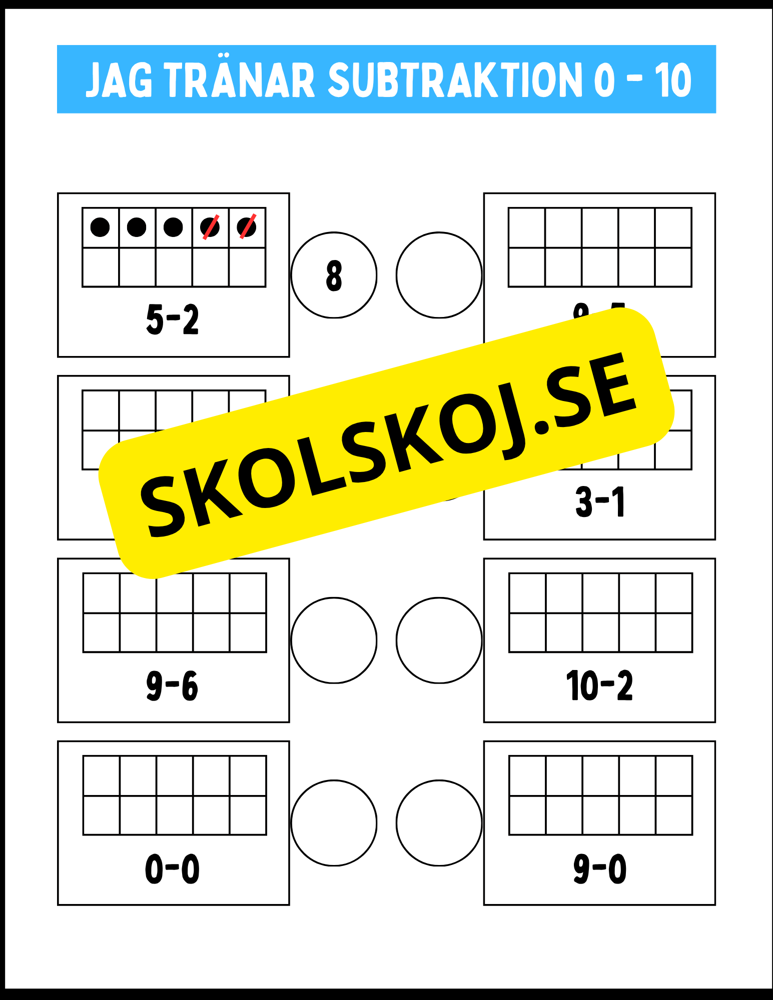 Jag tränar addition och subtraktion 0 - 10