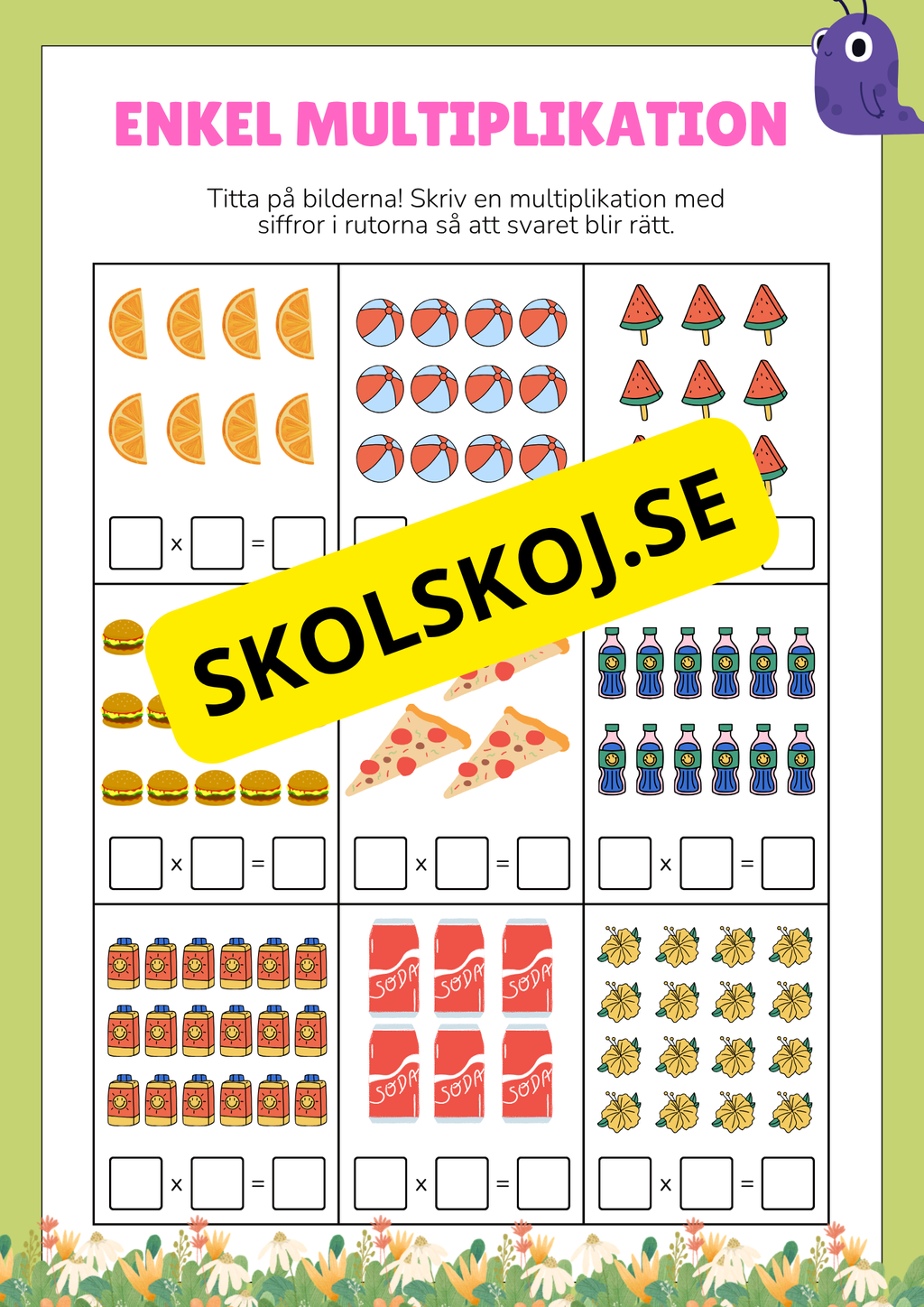 Enkel multiplikation - Häfte - Tema monster