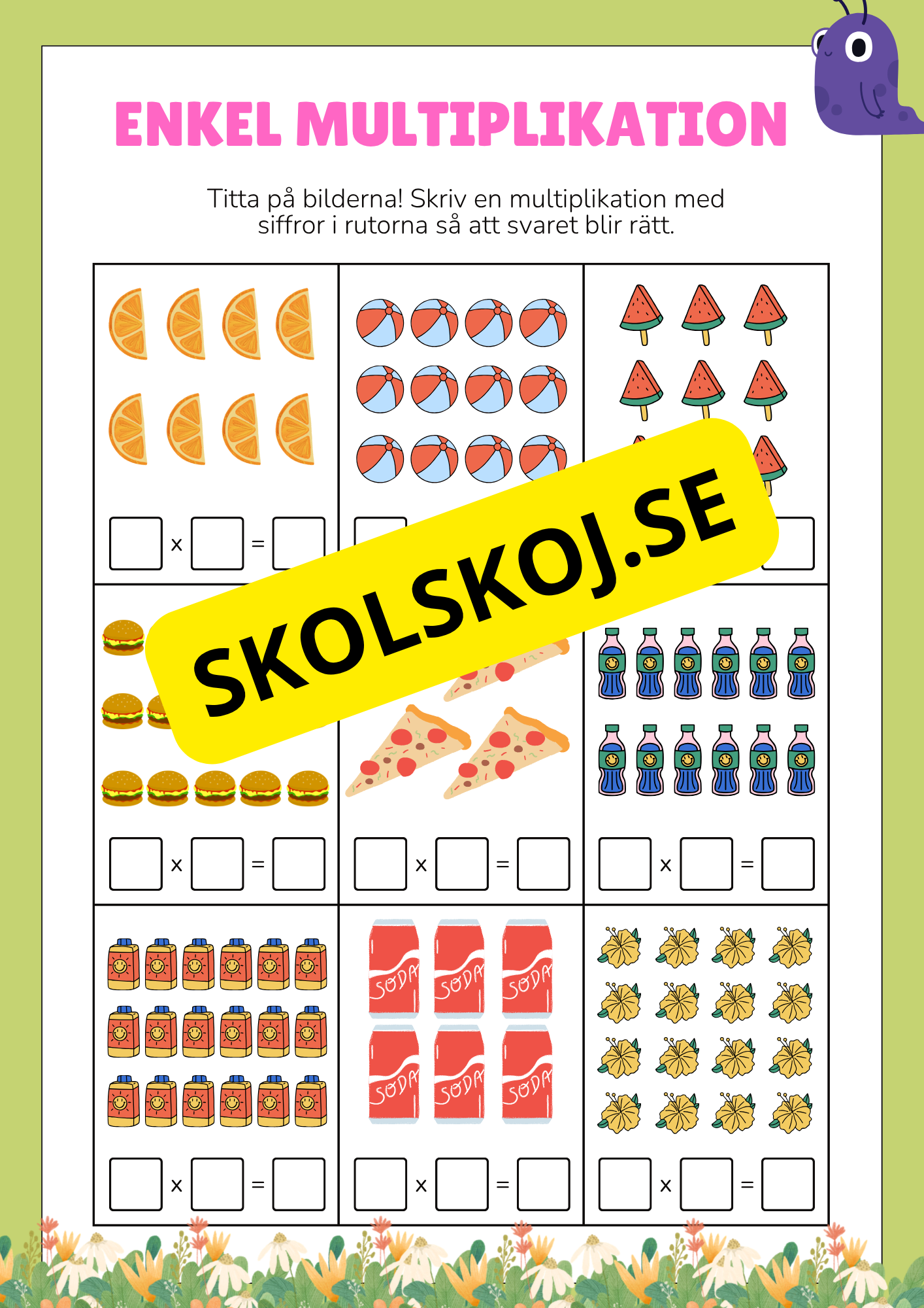 Enkel multiplikation - Häfte - Tema monster