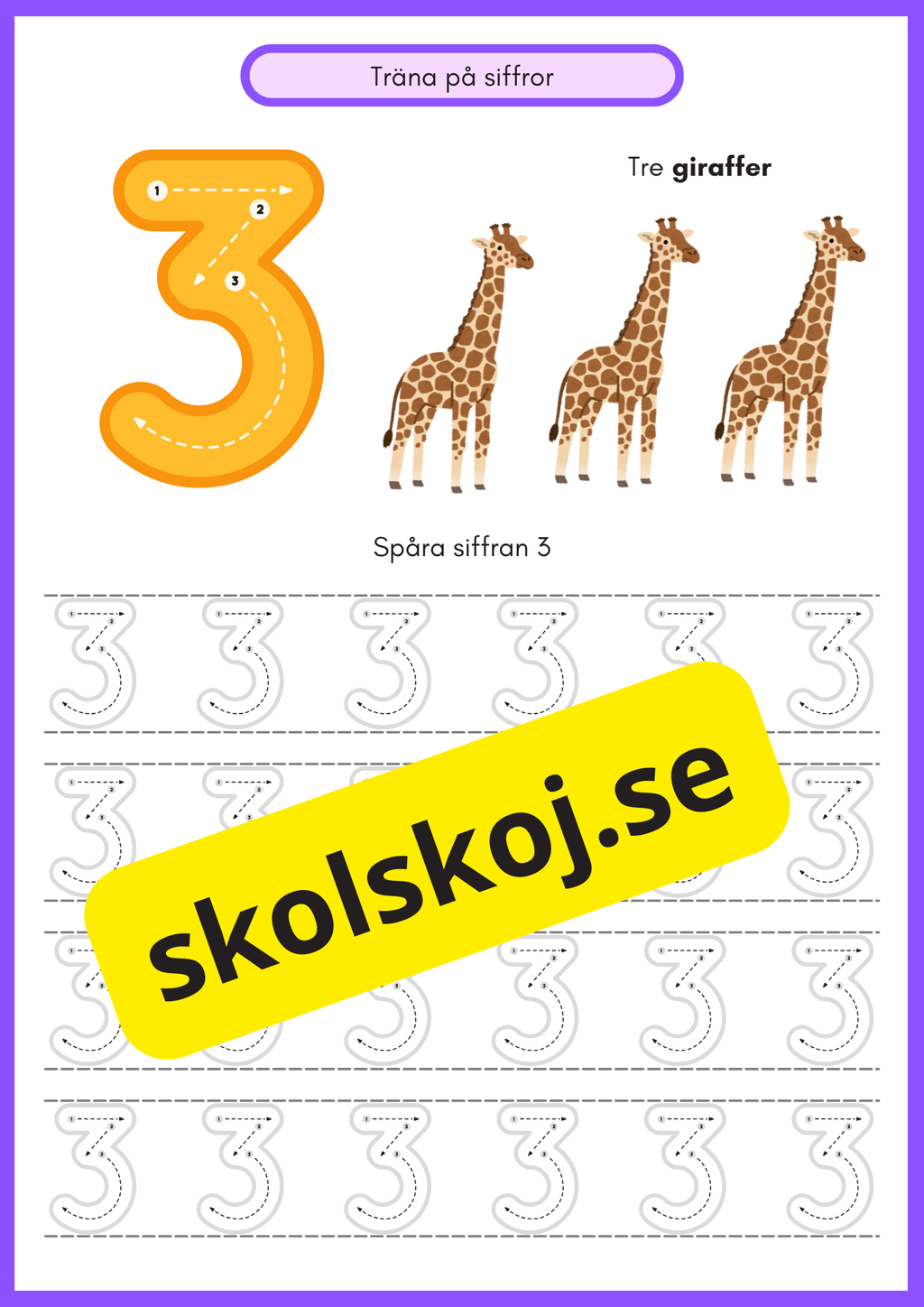 Träna på siffror - Häfte