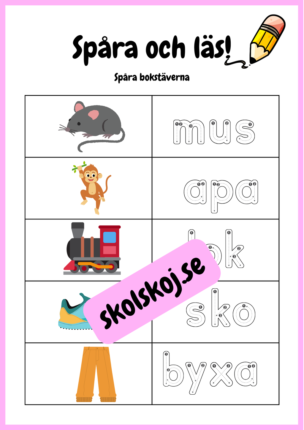 Spåra och läs - Spåra bokstäverna
