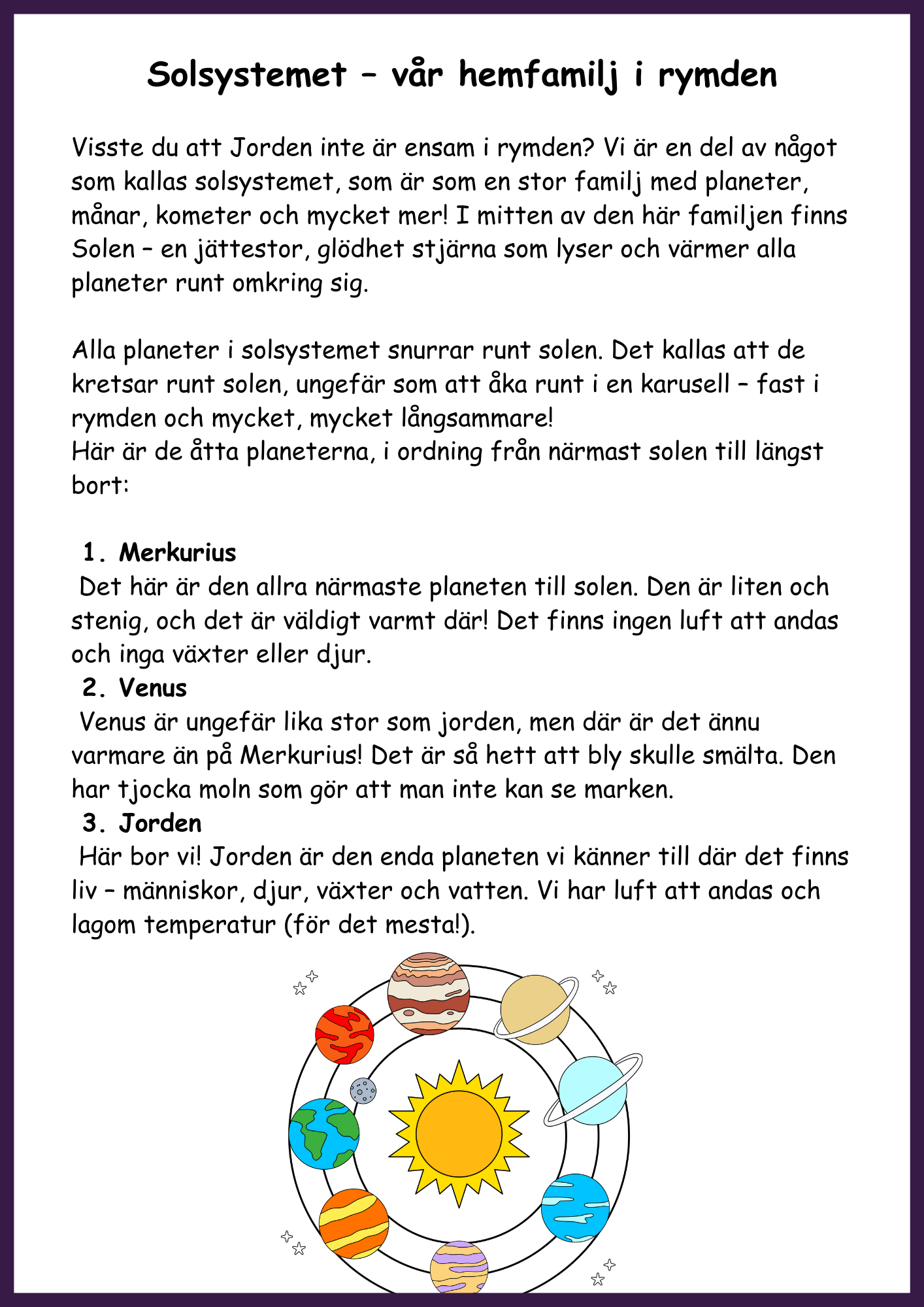 Upptäck rymden - Fakta - Årskurs 4 - 6