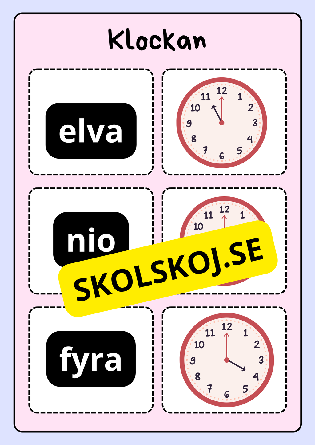 Klockan - Vi lär oss klockan (75 kort)