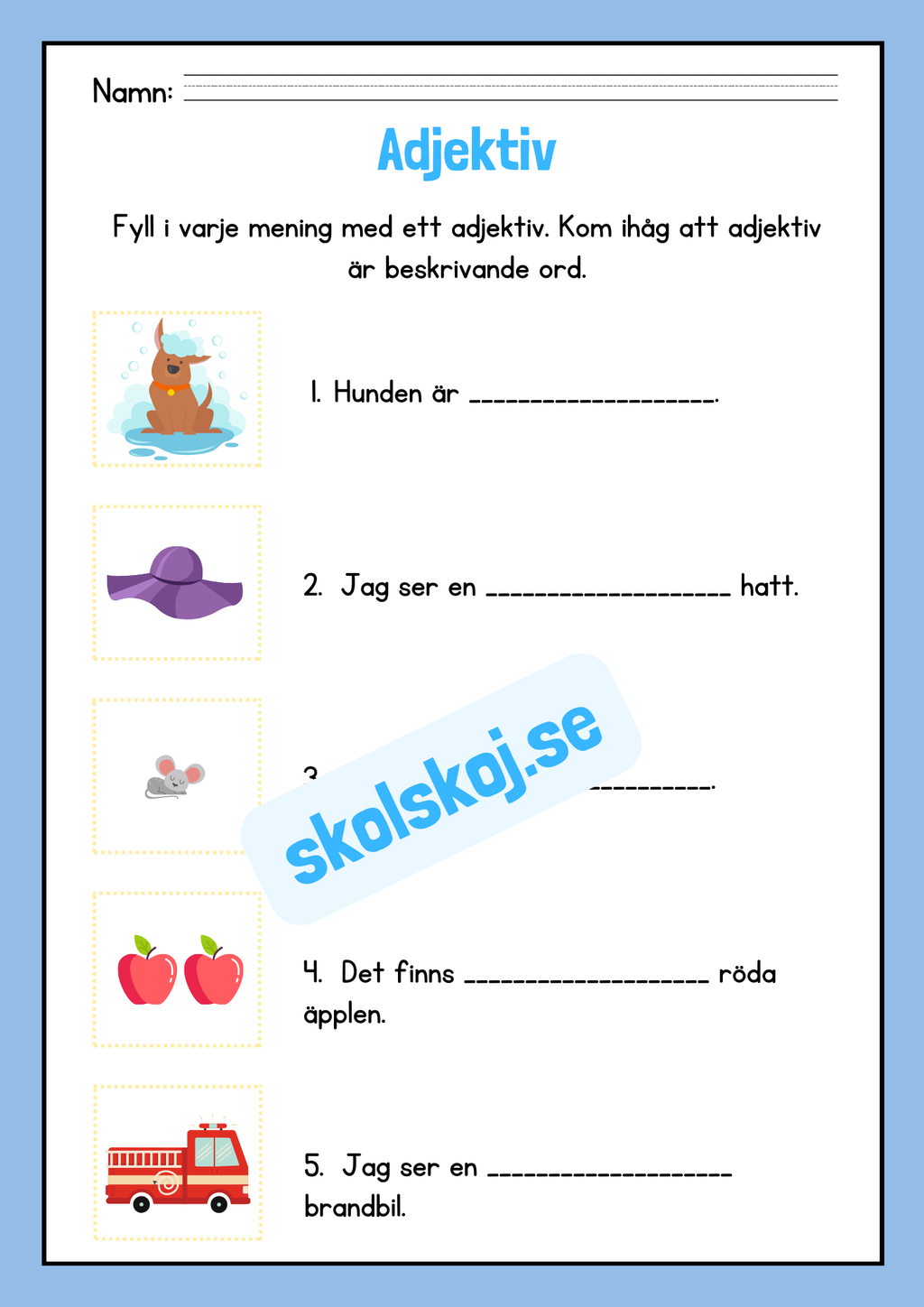 Häfte - Träna på adjektiv