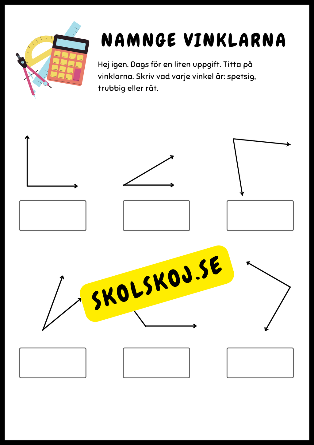 Vinklar - Genomgång och uppgifter - Årskurs 4 - 5
