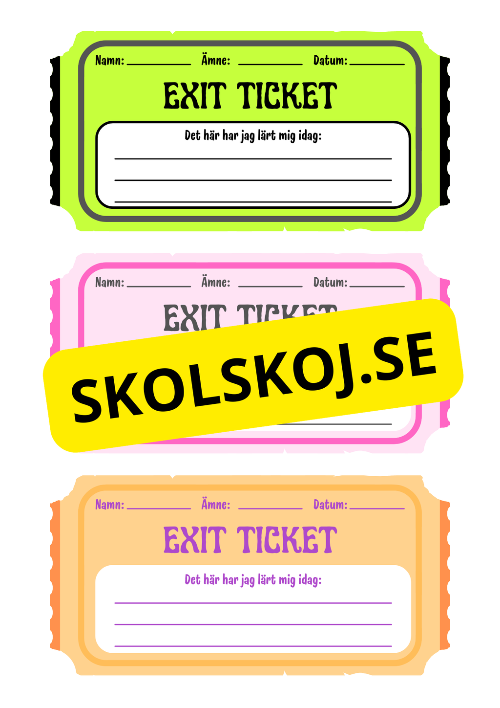 Exit ticket - Det här har jag lärt mig idag