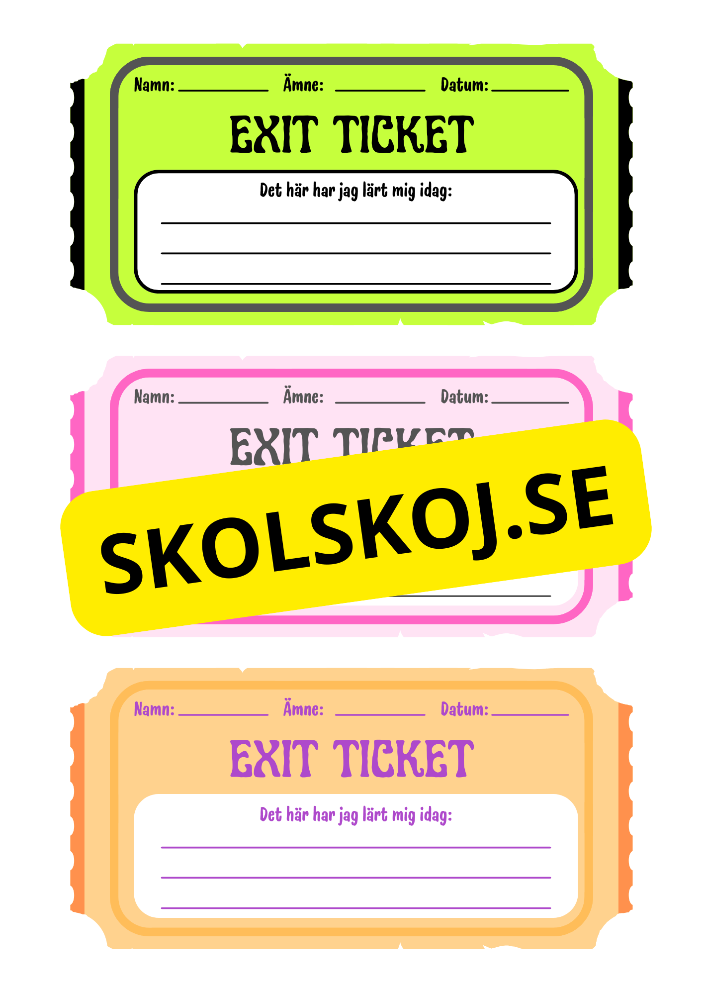 Exit ticket - Det här har jag lärt mig idag