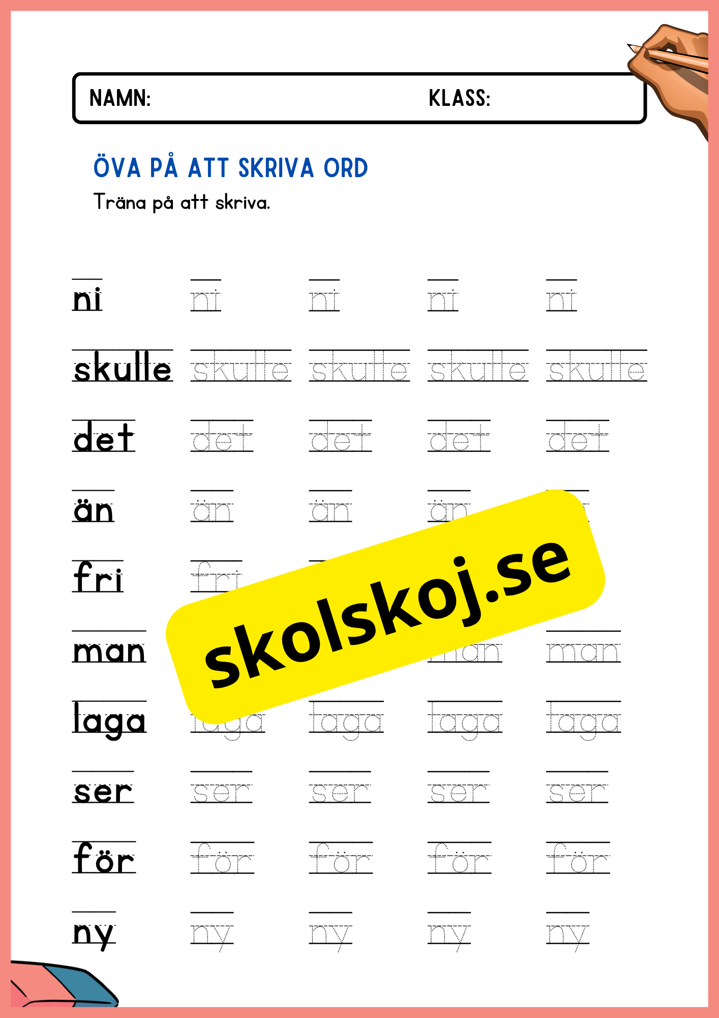 Öva på att skriva ord - Häfte
