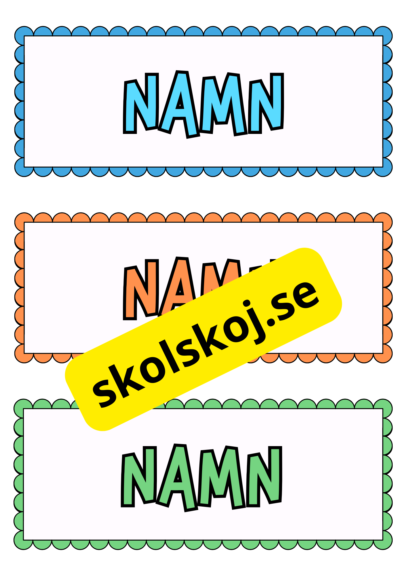 Namnskyltar - A4 - Redigerbara
