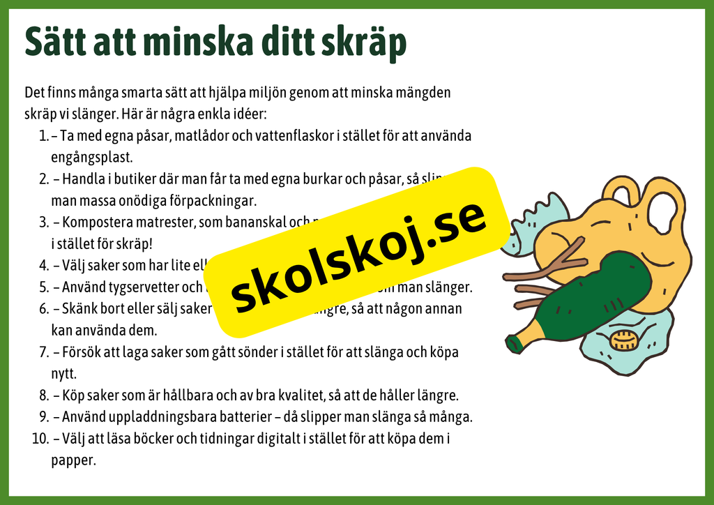 Minska Återanvänd Återvinn - Fakta + frågor