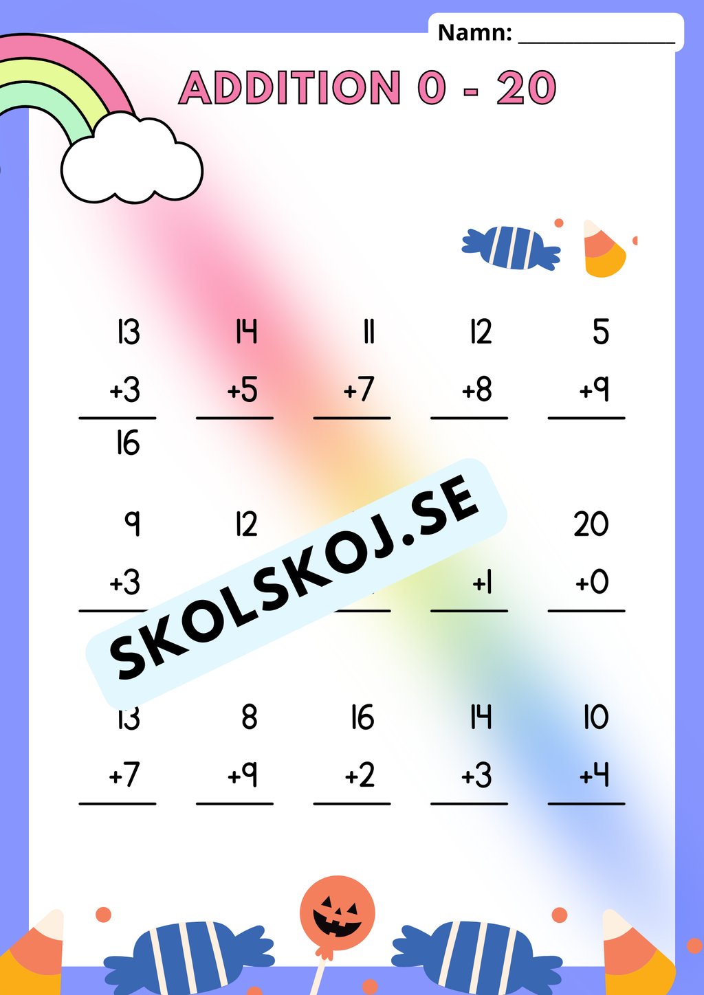 Addition och subtraktion - 0 - 20 - Häfte