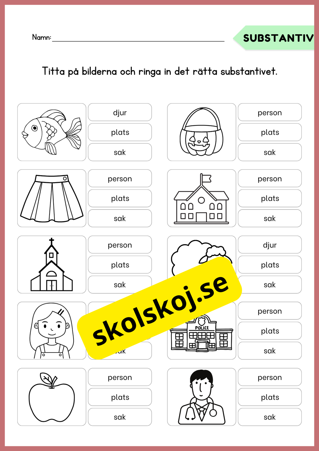 Träna på substantiv - Häfte