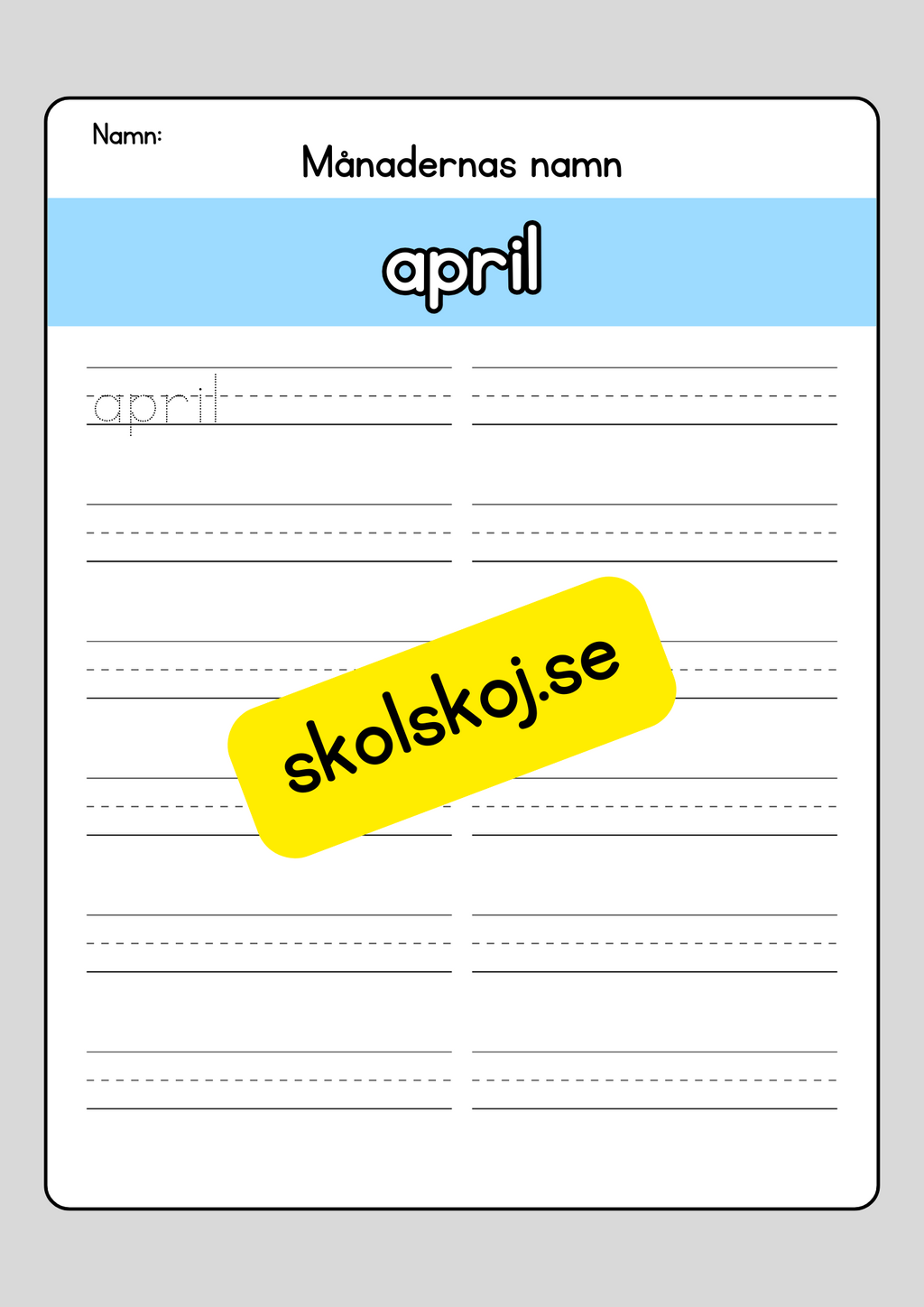 Lär dig skriva månadernas namn