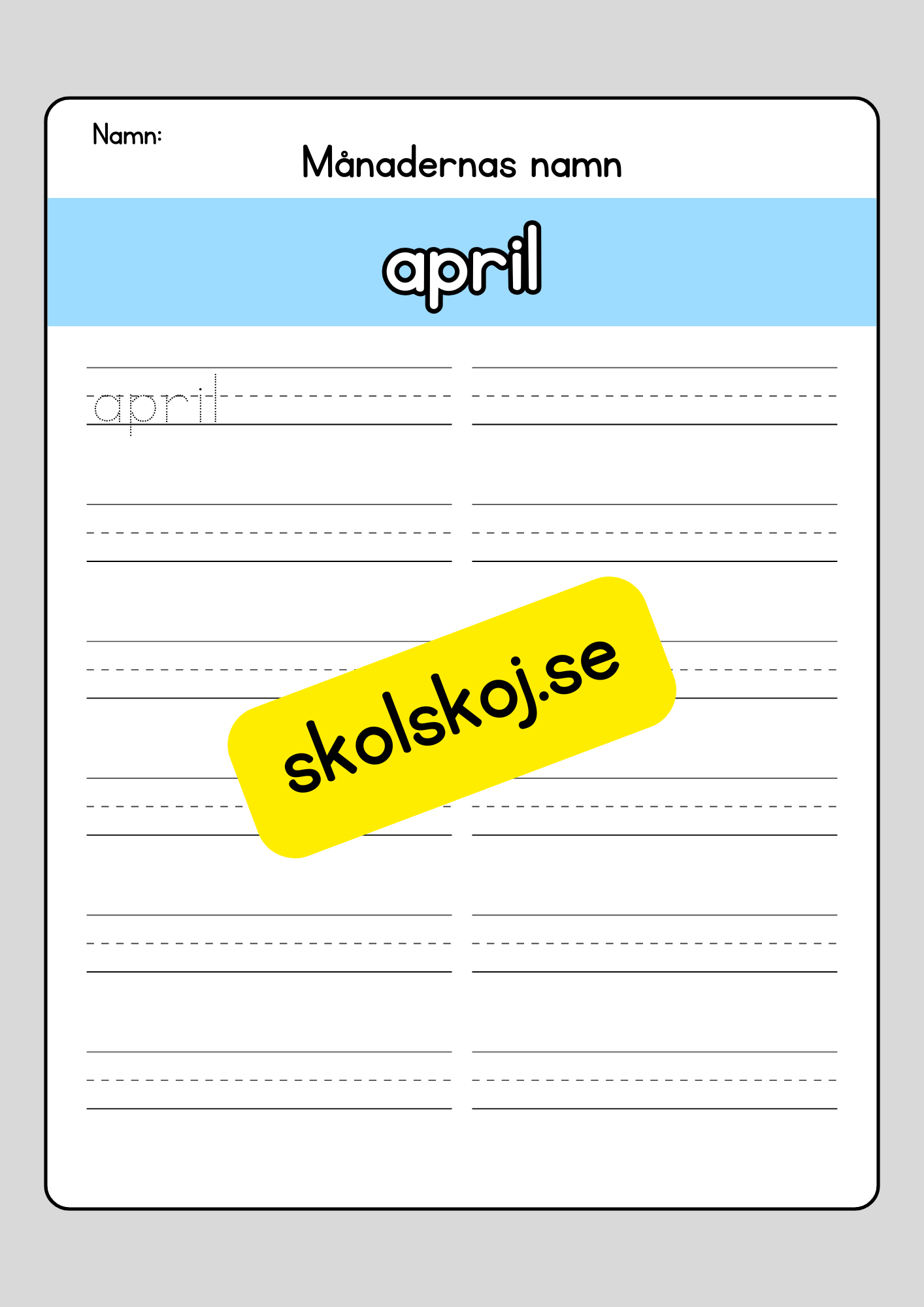 Lär dig skriva månadernas namn