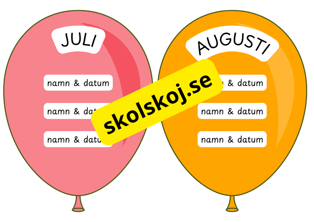 Födelsedagsballonger - A5 storlek - Redigerbara