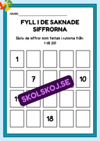 Fyll i de saknade siffrorna - 1 - 20