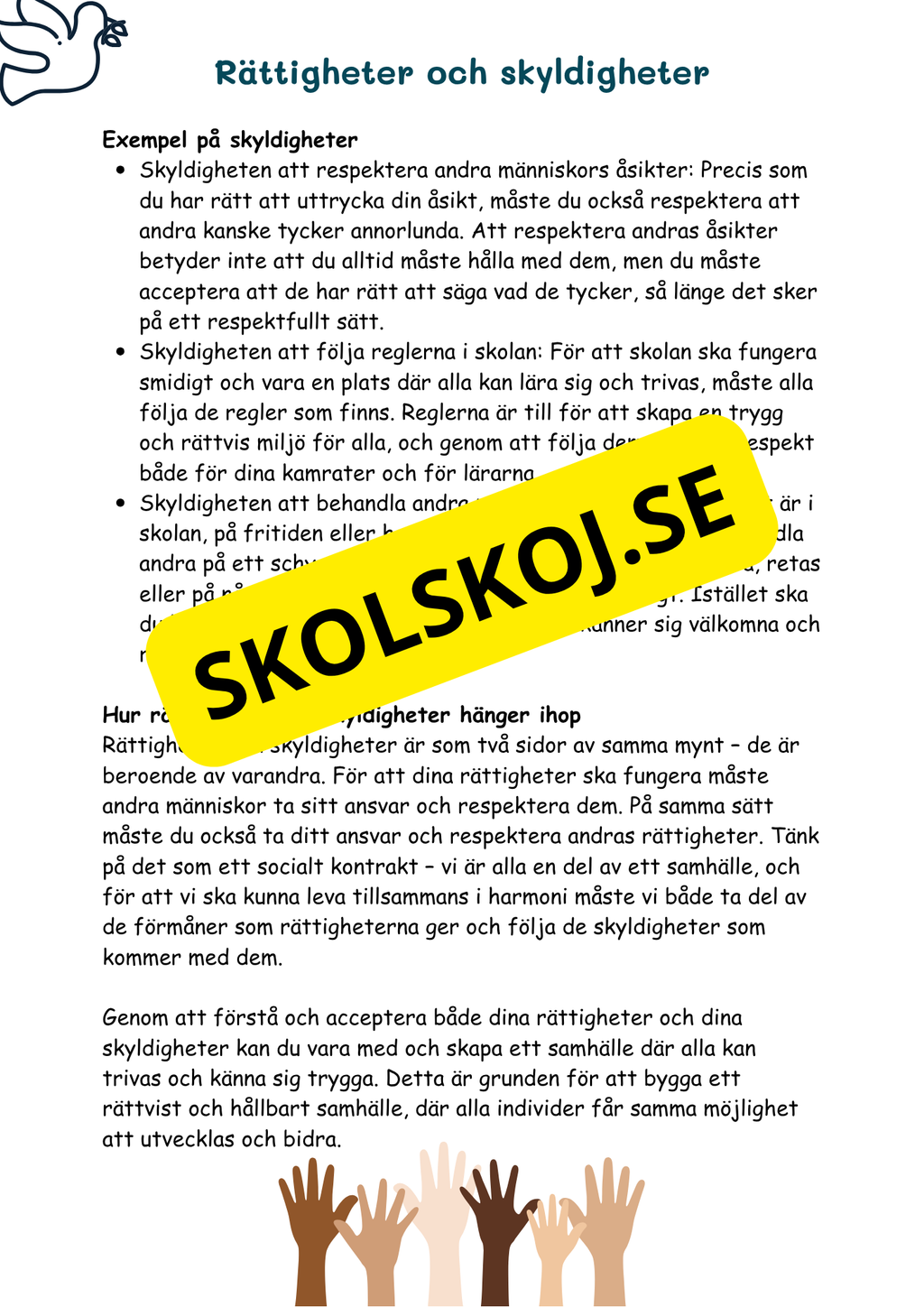 Att vara sig själv: Dina rättigheter och ansvar - Årskurs 4 - 6