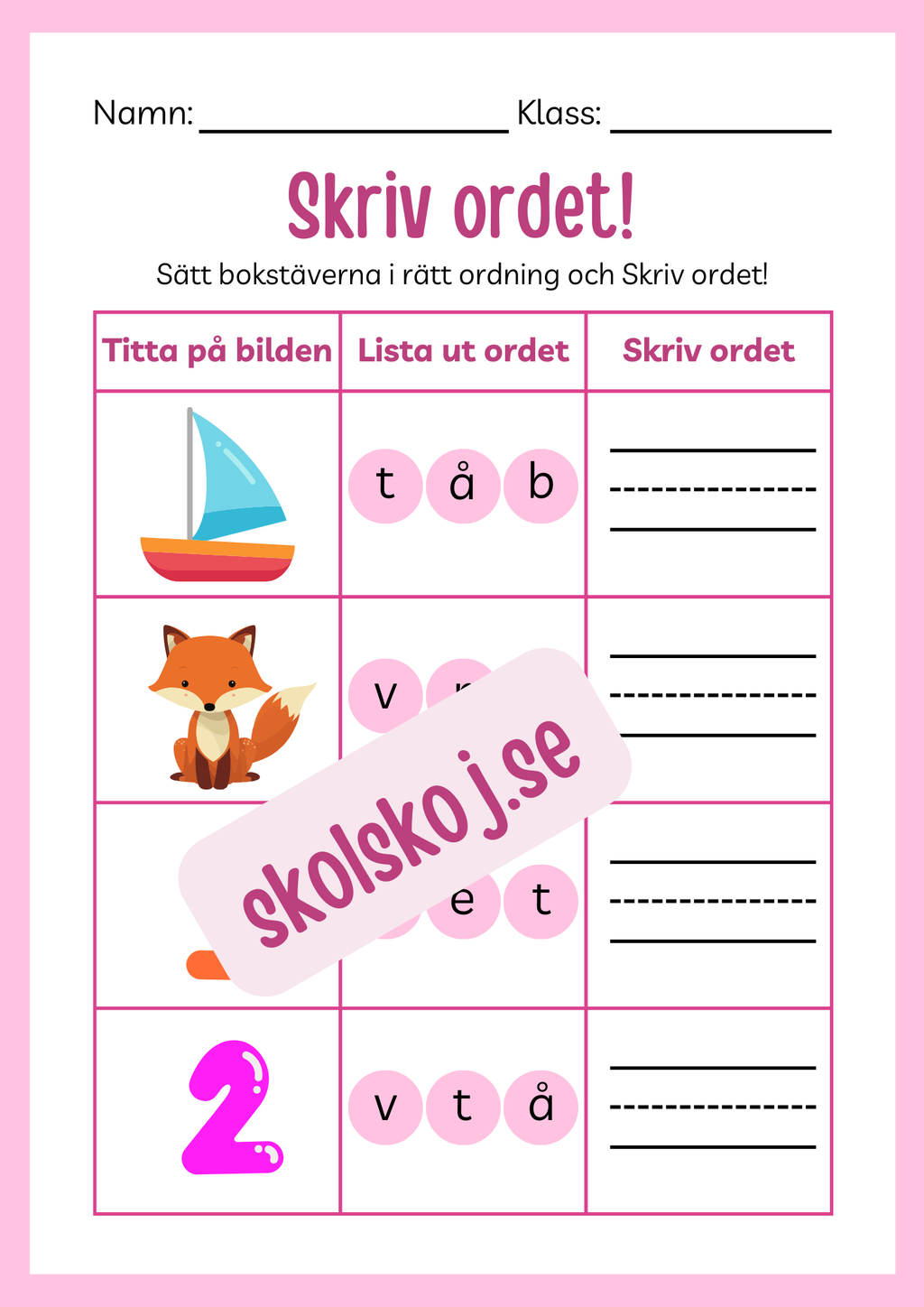 Häfte - Skriv ordet