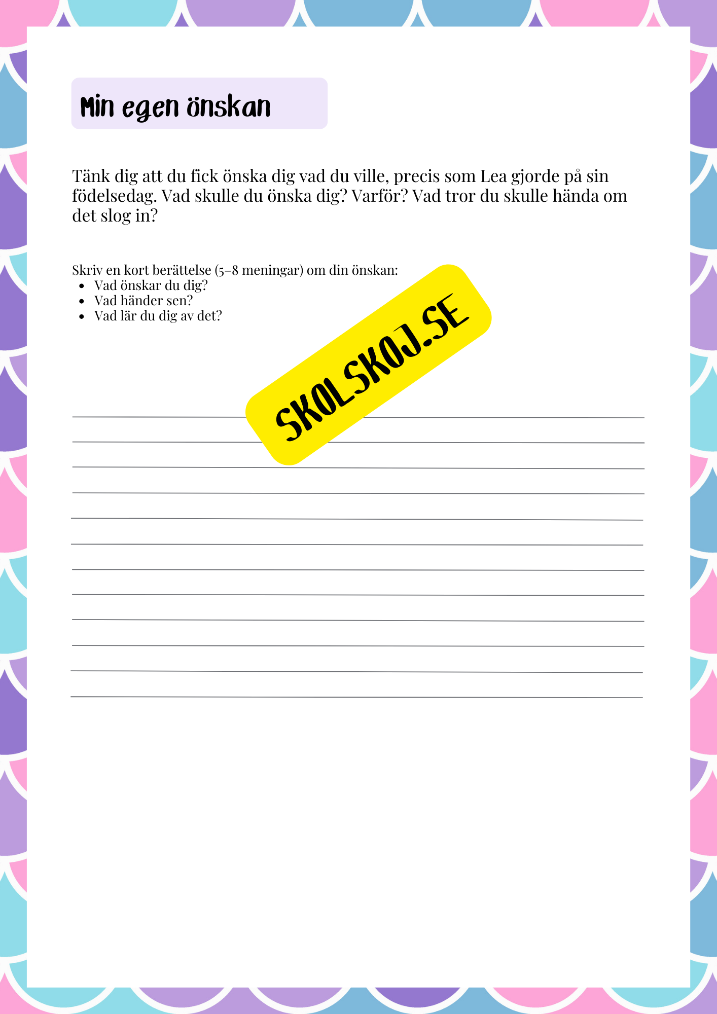 Sjöjungfrun Lea - Läsförståelse och mycket mer - Årskurs 4 - 6