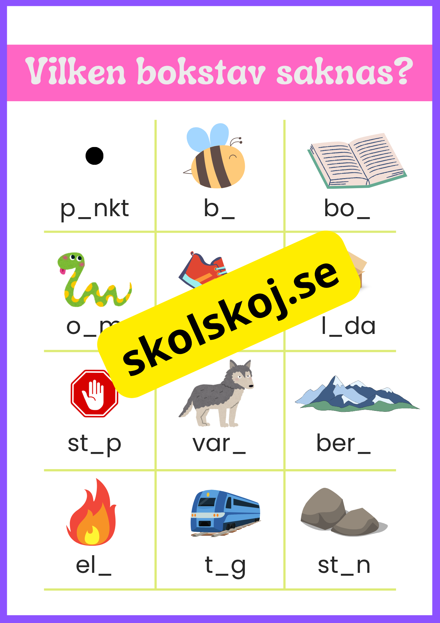 Vilken bokstav saknas - Häfte
